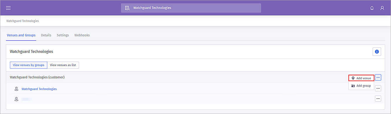 Screenshot of the Add Venue page in Purple Wi-Fi