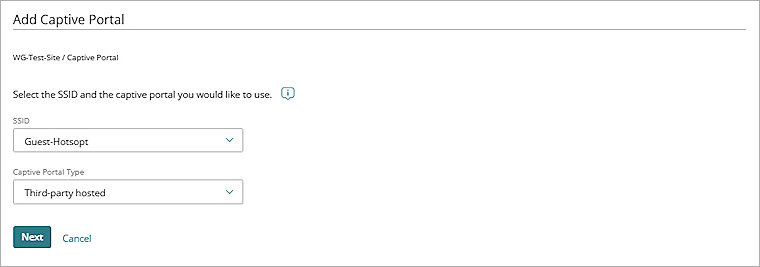 Screenshot of the Add Captive Portal page in WatchGuard Cloud