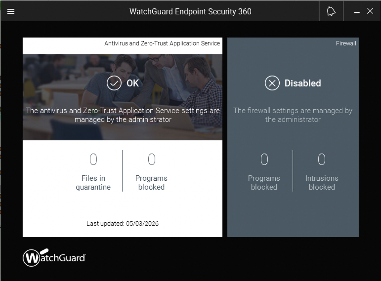Screen shot of client software