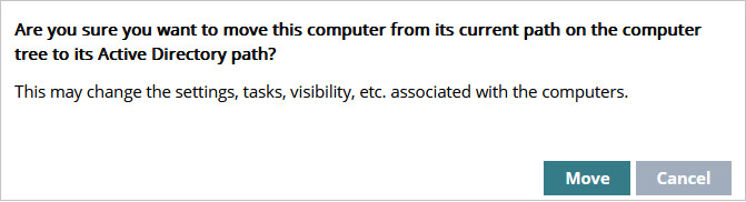 Screen shot of move computer to active directory path
