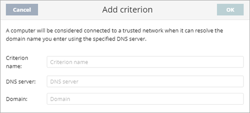 Screen shot of WatchGuard Endpoint Security, Add Criterion dialog box
