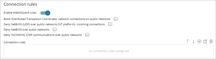 Screen shot of WatchGuard Endpoint Security, Connection rules
