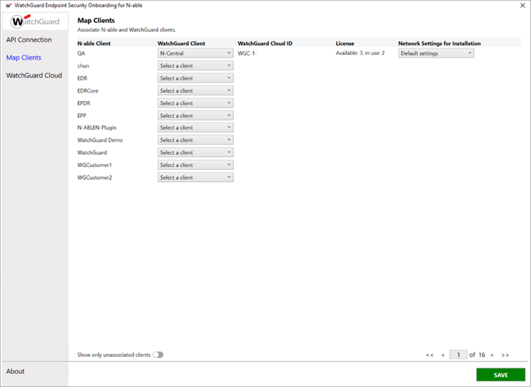 Screen shot of N-Central Map Clients