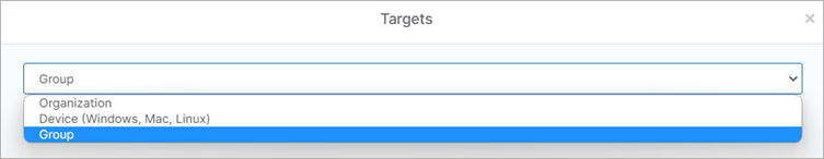 Screenshot of the Targets drop-down list in NinjaOne