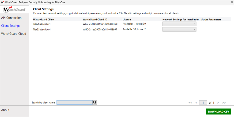 Screenshot of the Client Settings page in NinjaOne Onboarding
