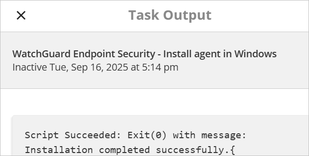 Screen shot of ConnectWise RMM, Task output page