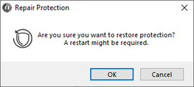 Screenshot of the Repair Protection dialog box