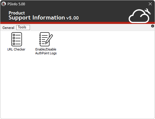 Screen shot of PSInfo tools, AuthPoint Logs