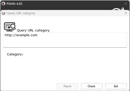 Screenshot of the Query URL category dialog box