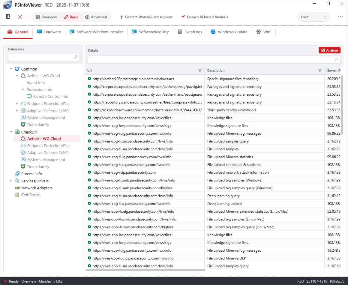 Screenshot of the Basic page in PSInfoViewer