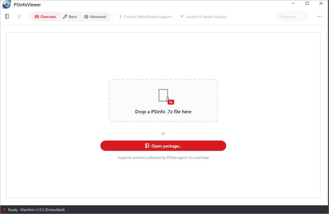 Screen shot of the PSInfoViewer Open Package page