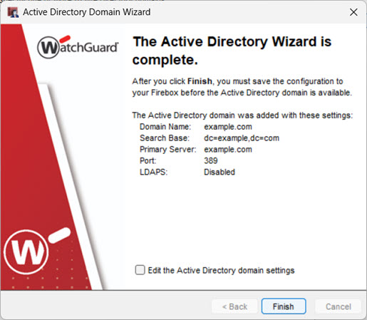 Screen shot of the last wizard page