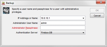 Screen shot of the Backup dialog box