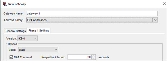 Screen shot of the NAT Traversal setting