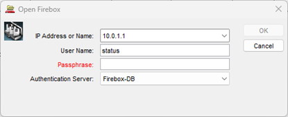 Screenshot of the Open Firebox dialog box