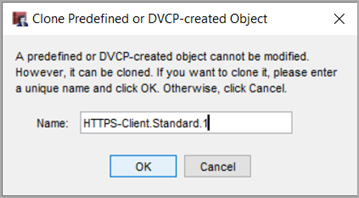 Screen shot of the Clone Predefined or DVCP-created Object