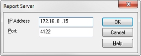 Screen shot of the Report Server dialog box