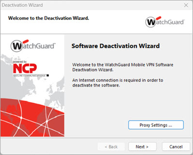 Screenshot of the software deactivation wizard