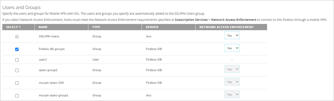 Screen shot of the Host Sensor Enforcement settings