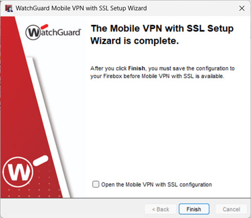 Screen shot of the last page of the wizard