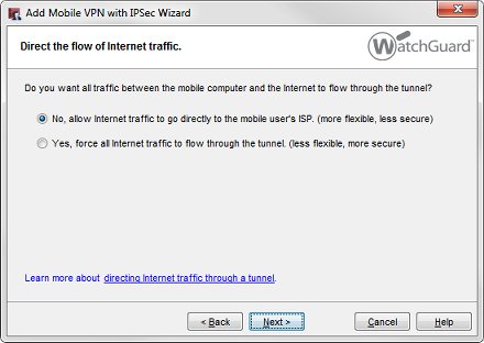 Screen shot of the Direct the flow of Internet traffic wizard dialog box