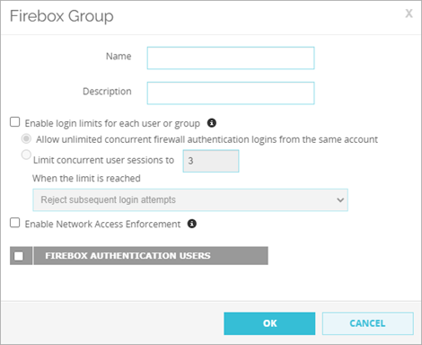 Screen shot of the Firebox Group settings