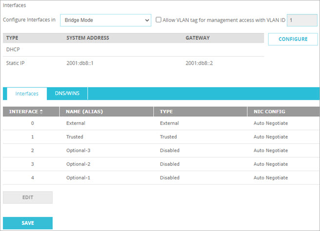 Screen shot of a completed DHCP bridge mode configuration