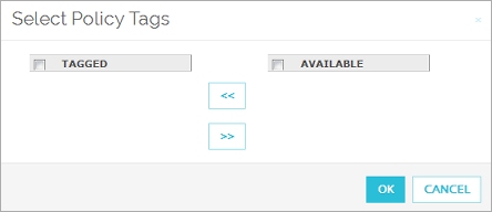 Screen shot of the Select Policy Tags dialog box