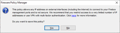 Screen shot of the popup warning message