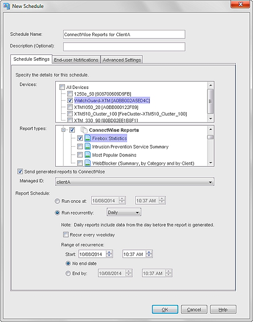 Screen shot of the New Schedule dialog box