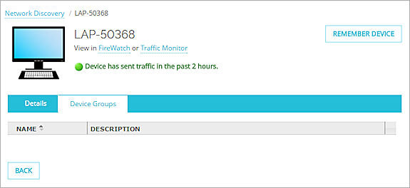 Screenshot of the Device Groups page for a Windows laptop device