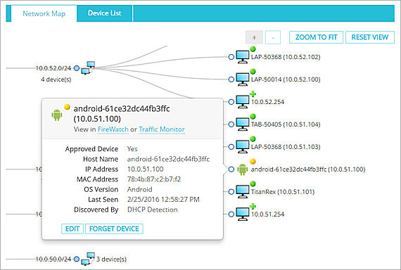 Screenshot of the device information dialog box with Edit and Forget Device buttons