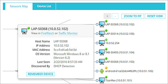 Screenshot of the Remember Device button on the device information dialog box