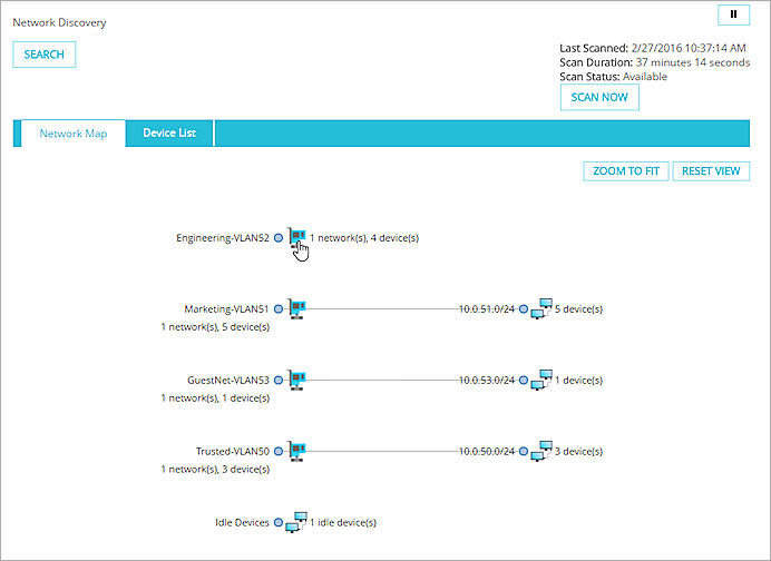 Screenshot of the network map 