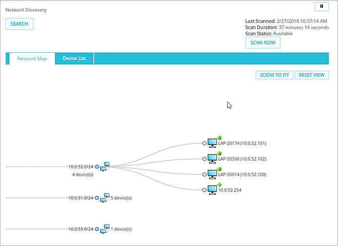 Screenshot of the network map 