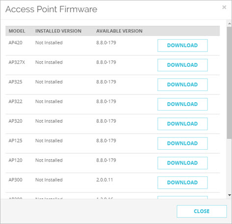 Screen shot of the Access Point Firmware Updates dialog box