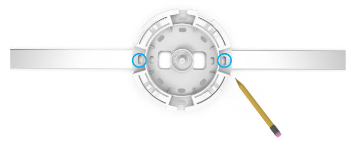 Diagram of the t-rail access point mounting screw positions