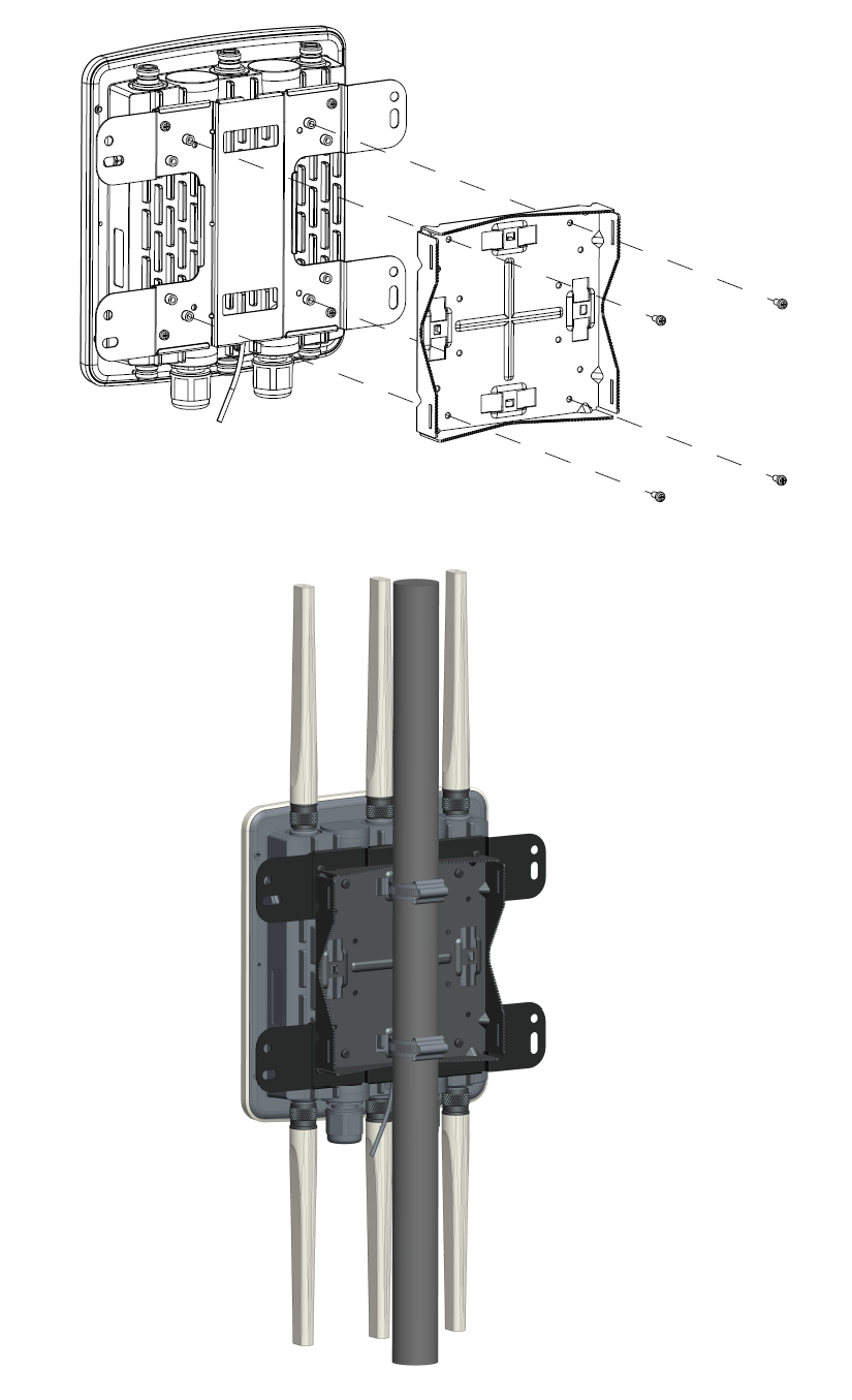 Diagram of how to install the pole mount bracket