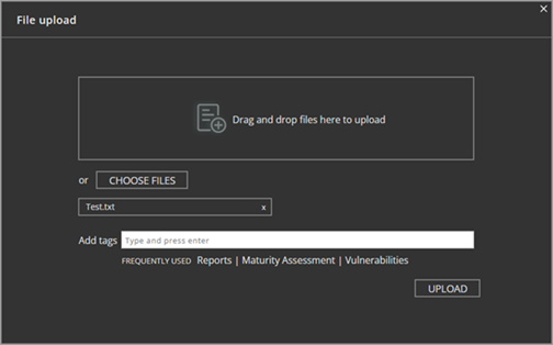 Screen shot of MDR portal File Upload dialog box