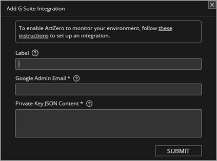 Screen shot of MDR portal Google Workspace integration settings