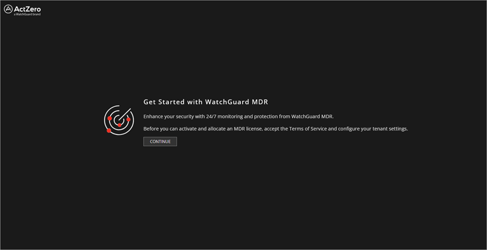 Screen shot of the WatchGuard MDR Get Started  page