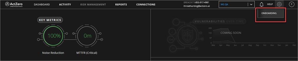 Screen shot of MDR portal Tenant Settings menu