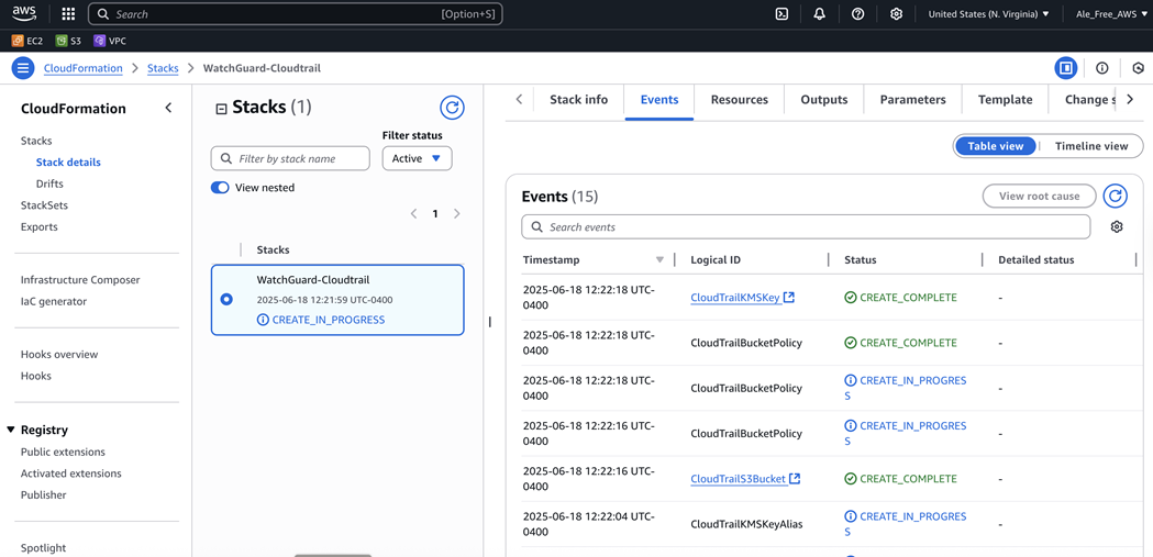 Screen shot of the automation process status page