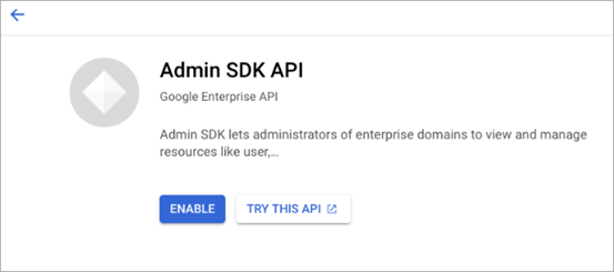 Screen shot of Google Workspace Admin SDK API dialog box