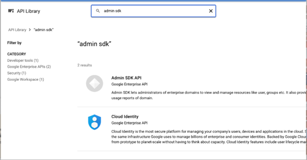Screen shot of Google Cloud Platform API Library page