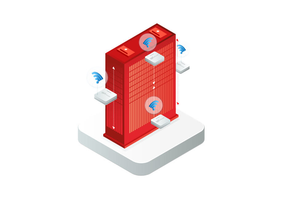 Diagram of AP placement in a building with multiple floors