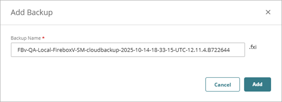 Screen shot of the Add Backup dialog box
