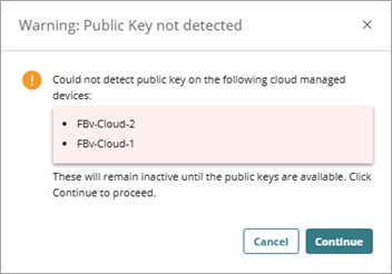 Screenshot of the Public Key Not Detected dialog box