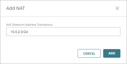 Screenshot of the Add NAT dialog box in the BOVPN configuration