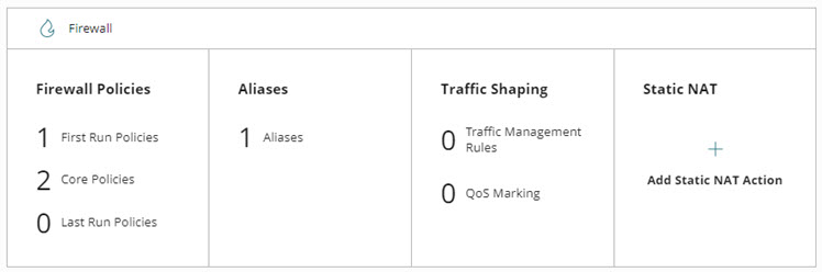 Screen shot of the Firewall section of the Device Configuration page in WatchGuard Cloud